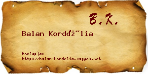 Balan Kordélia névjegykártya
